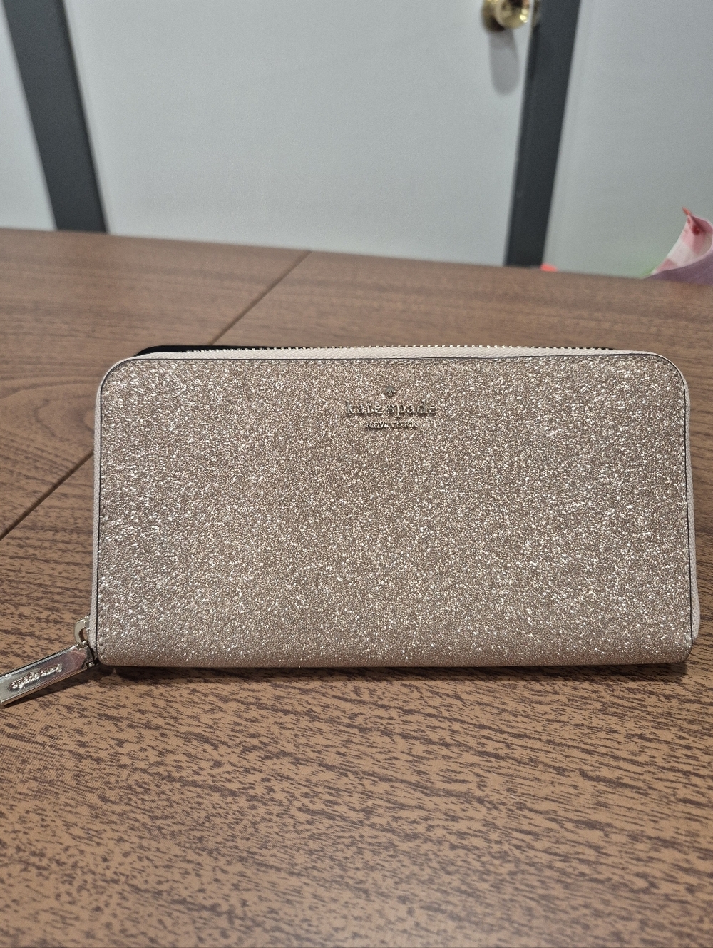 NWOT Kate Spade Shimmy Glitter Large Continental Wallet In Rose Gold